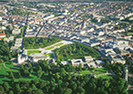 technology region, Karlsruhe from above; Carl Benz School