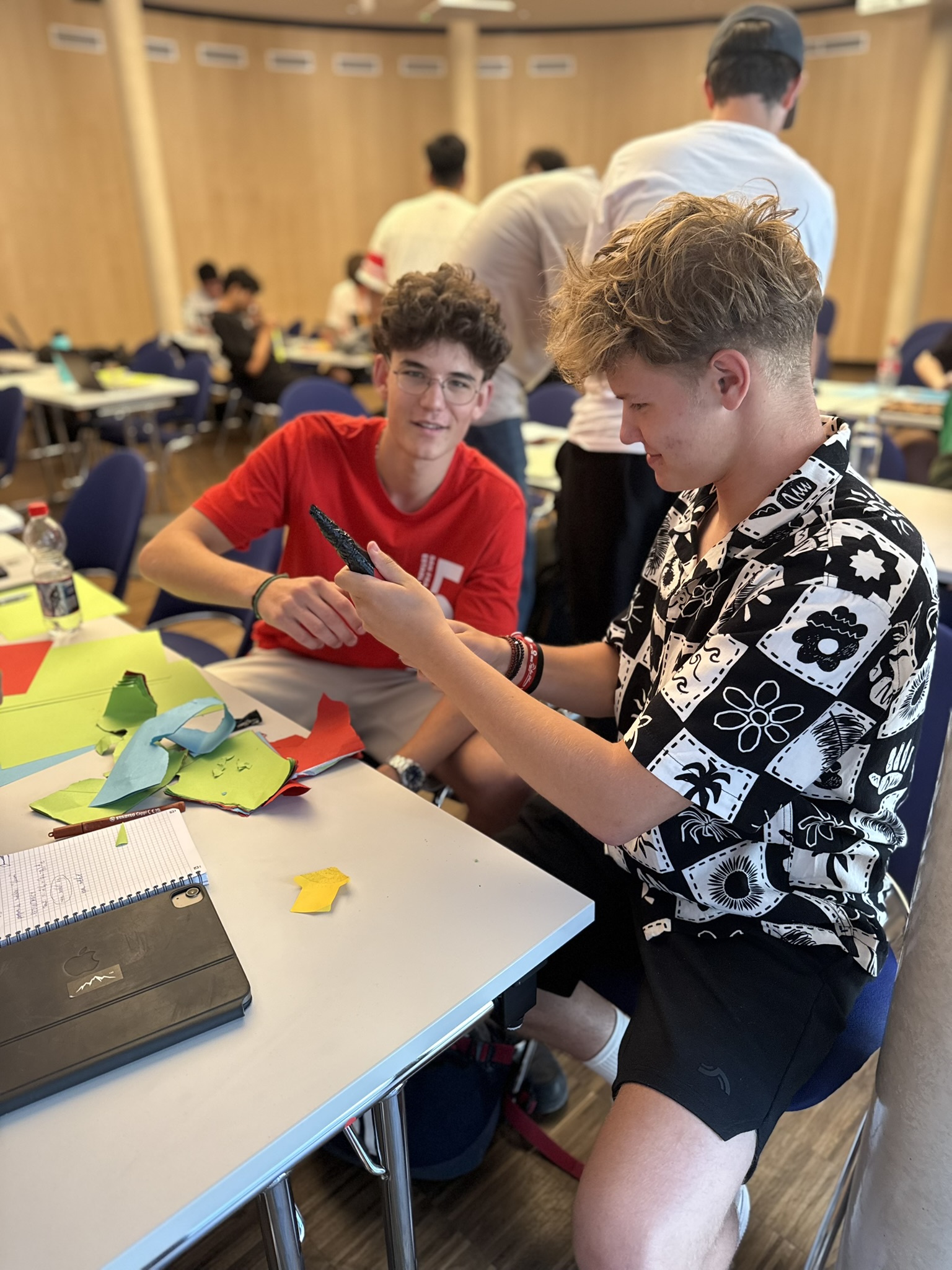 Students taking part in a hands-on engineering workshop